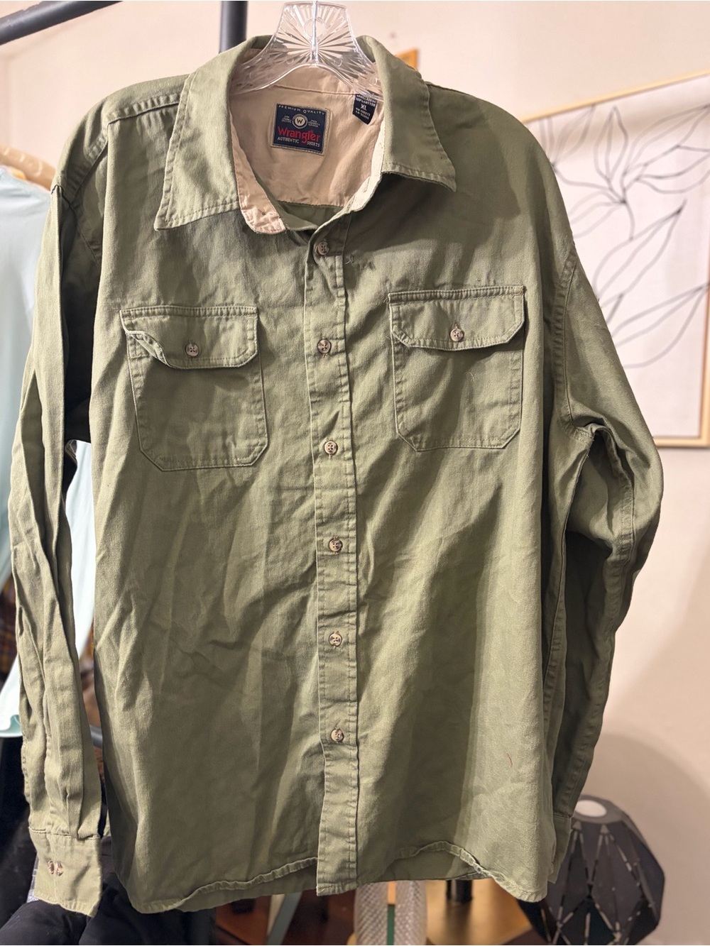 Wrangler Military Green Cotton Field Shirt Jacket